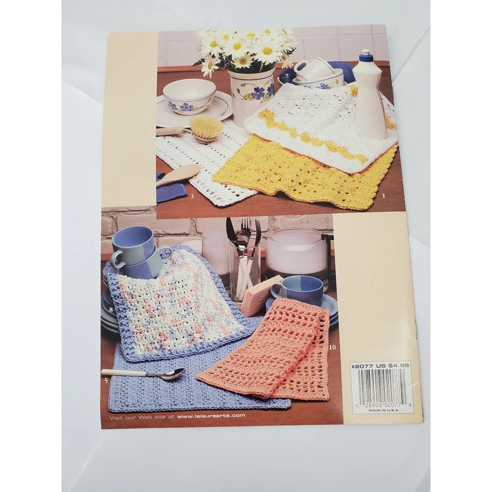 Leisure Arts Dishcloths Crochet Pattern Booklet 2077 16 Designs 1991 Vintage